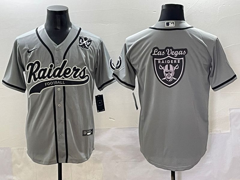 Men 2025 Oakland Raiders Blank Grey Joint Name Nike Limited NFL Jersey style 14